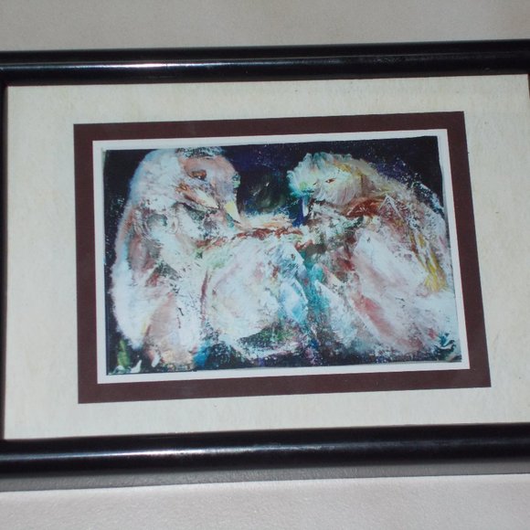 "Birds Of A Feather" print, matted & framed 7.5"x5.5" - Picture 1 of 3